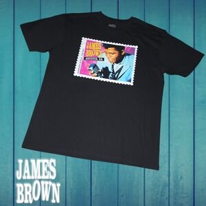 James Brown Godfather of Soul Augusta GA Stamp T-shirt Official Merch Black L